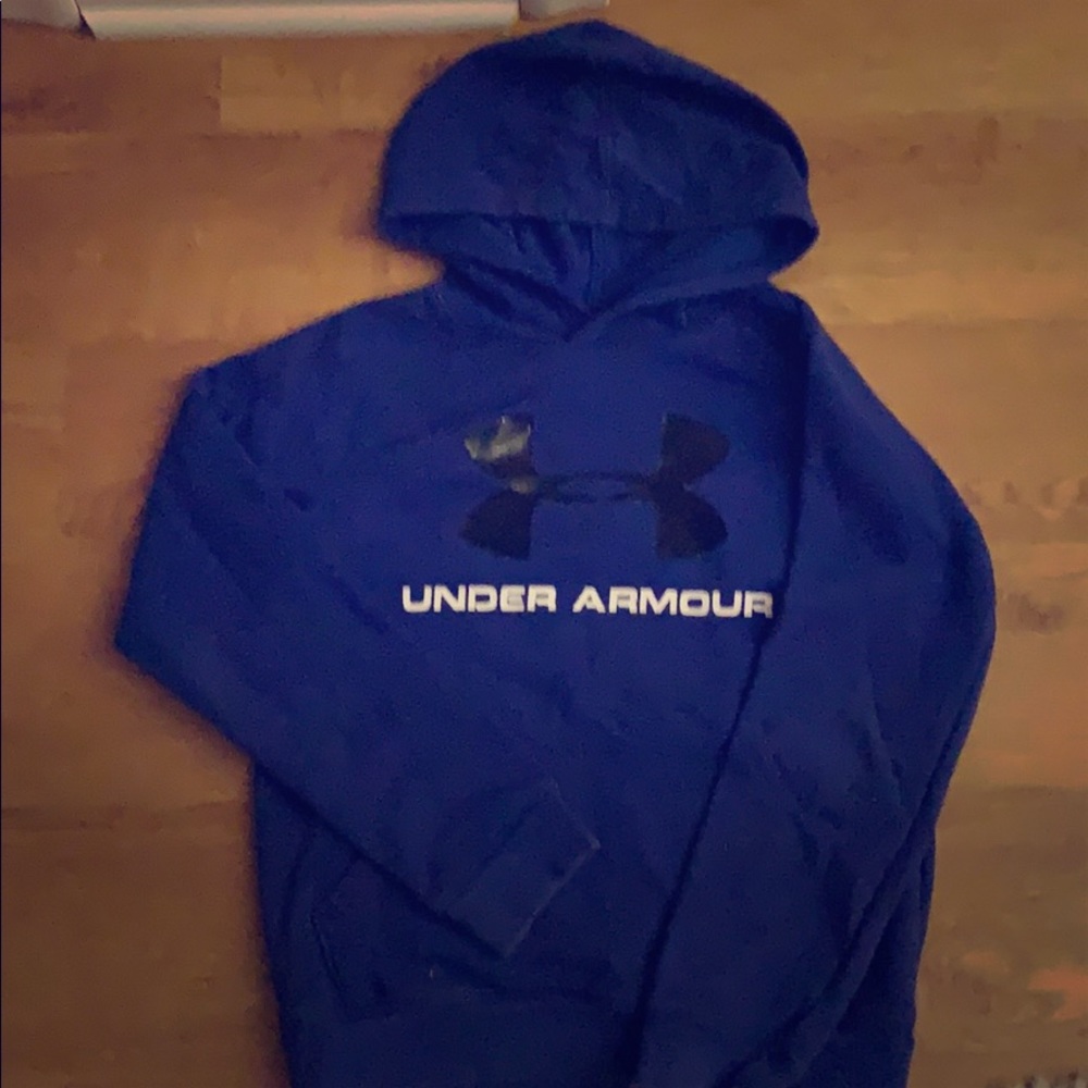 Boys under armour size M blue and black hoodie .